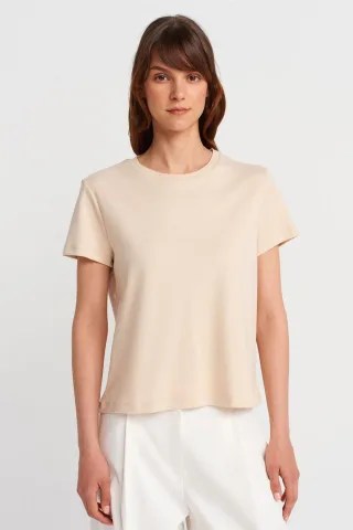 Damen Baumwoll-Ripp T-Shirt mit Rundhalsausschnitt
