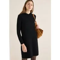 CECIL Strickkleid Glitzerkleid - Langarm mit Gallonstreifen und Kapuze
