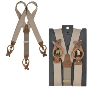 Sir Redman Hosenträger Herren zum Knöpfen und Clippen Vintage Look WORK – taupe. Die ideale Wahl für einen stilvollen und flexiblen Auftritt.