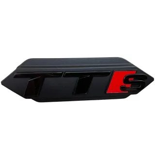 Original Audi TTS TT Black Edition Emblem Schriftzug Logo Emblem in Schwarz glänzend für Kühlergrill