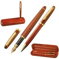 Macma Kugelschreiber Holz-Schreibset / bestehend aus Füller und Kugelschreiber / Farbe brau
