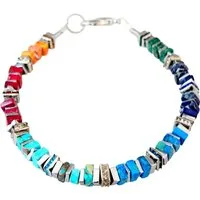 traumschmuck Perlenarmband 224d-a Armband Edelstein Imperial Jaspis Quadrat Strass bunt (Geschenk, Muttertag, Weihnachten, Geburtstag, Valentinstag, incl. Kartonage), Made in Germany