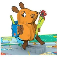 papercrush Schulanfangskarte Die Maus® mit Schultüte, Pop-Up Karte Einschulung für Mädchen & Jungen, Handgemacht, Offizielles Lizenzprodukt