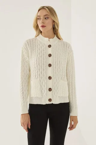 Strukturierter Strickjacke mit Knöpfen