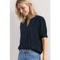 STREET ONE Kurzarmbluse Kurze Sommerbluse mit Splitneck