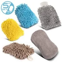 STAHLWERK Autowaschbürste Autowaschhandschuh 5er Set Reinigungshandschuh Mikrofaser Schwamm, (Set, 5-tlg., Set), saugstark, waschmaschinenfest, strapazierfähig und schnelltrocknend
