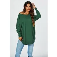 FS Collection Longpullover Damen Longpullover Oversize Strickpullover für Herbst/Winter, Onesize (Einheitsgröße: UK 8–16 / EU 36–44, 4 Farben : Schwarz, Creme,Hellgrau und Dunkelgrün) 50 % Polyacryl, 30 % Polyamid, 20 % Polyester