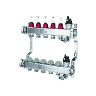 Purmo Heizkreisverteiler FF7MSSD024AKDB5 2 Kreise, 203 mm lang, 1", Edelstahl, dynamic