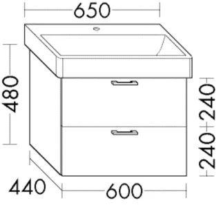 Burgbad Waschtischunterschrank Sys30 PG1 Aqua 480x600x440 Eiche Dekor Urban, WURK060F5327 WURK060F5327