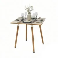 relaxdays Esstisch Eckiger Esstisch mit Bambusbeinen (1-St), natur, 75 cm