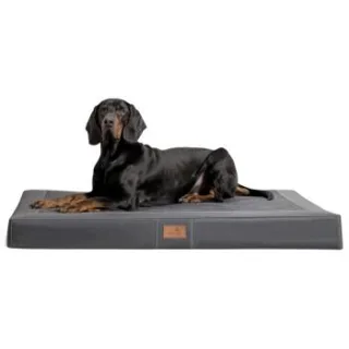 Tierlando ® OSCAR VISCO Orthopädische Hundematratze Kunstleder Velours Hundebett schwarz/ graphit 1,2 m, 11 cm, 90 cm