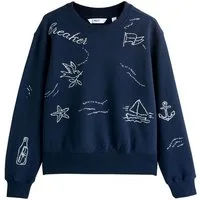 Next Sweater Rundhalssweatshirt mit Stickerei, Meermotiv (1-tlg)