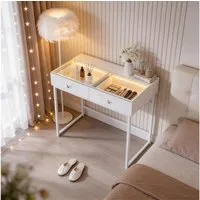FENCHILIN Schminktisch Kosmetiktisch mit LED, 2 Schubladen, 100/55/81 cm