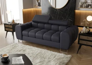 Sofa Designersofa BASTIEN 2-Sitzer in Stoff Moly Dunkelblau