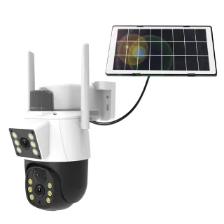 4G 8MP Solar Security Camera Outdoor Dual Lens Camera PTZ AI Human Motion Alert Color Night Vision Two Way Audio IP66 Wa