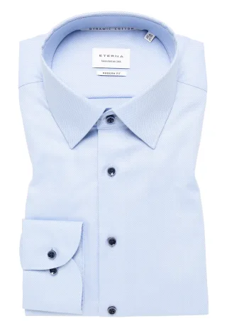 ETERNA - Dynamic Cotton Dobbydesign Langarm hellblau - Gr. - 39
