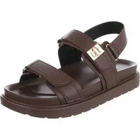 Ital-Design Damen Ballerina mit Zierdetail und spitzer Form Riemchensandalette (92078716) Flach Plateausandaletten in Braun