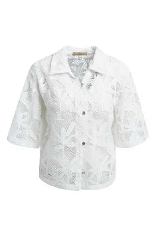 Smith&Soul - Cropped Embroidered Lace Jacket white print - Gr. - M