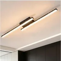 ZMH LED Deckenleuchte Wohnzimmer 12W Schwarz Deckenlampe Modern Kristall 3000K Flur, Augenschutz, Einfache Installtion, LED fest integriert, Warmweiß, 2 Flammig 61.5cm Küchenlampe Schlafzimmer