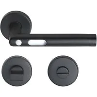 MeinTürgriff Drückergarnitur Orbit Schwarz LED Türgriff für Innentüren Rosettengarnitur