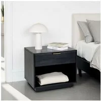 IDIMEX Nachttisch BORA, Beistelltisch Holz 60x46 cm mit Schublade aus Mango Massivholz Schwarz