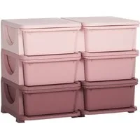 HOMCOM Spielzeugtruhe Schubladenschrank für Kinder, mit 6 Ebenen (Spielzeugkiste, 1 St., Aufbewahrungsbox), für Kinderzimmer, Blau