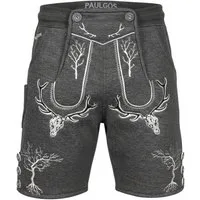 PAULGOS Trachtenhose Herren Jogginghose Design Lederhose Kurz Sweathose Bermuda Shorts JOK6