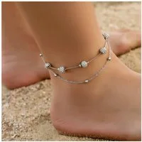 KARMA Fußkette Kristalle Silber od. Gold 21 cm modern filigrane Fusskette (Kristallfußkette, 1-tlg., Abendmode Accessoires), Fußschmuck Fußkettchen Urlaub Strand