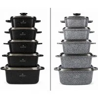 Edenberg Topf-Set Wunderschöner quadratischer Töpfe zum Backen und Kochen in zwei Farben, Aluminium, Edelstahl, Aluminiumguss (Entscheiden Sie sich für dieses hochwertige Topfset und erleben Sie Kochen auf einem neuen Niveau, mit Komfort, Stil und he