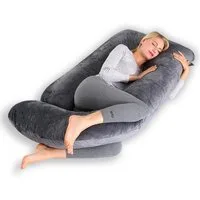 CALIYO Seitenschläferkissen Stillkissen, J-förmiges Schwangerschaftskissen zum Schlafen, Seitenkissen, Seitenschläferkissen ergonomisch geformt