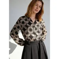 MORE&MORE Klassische Bluse fließende Viskosebluse mit Print