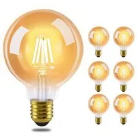 ZMH LED-Leuchtmittel G95 E27, LED Glühbirne 4 W, 2700 K warmweiß, Vintage Filament, E27, 6 St., warmweiß, nicht dimmbar