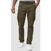 Indicode Cargohose Herren Mathen Cargo Hose Herrenhose aus elastischer Baumwoll-Qualität, inkl. Gürtel