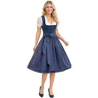 dressforfun Dirndl Trachtenkleid mit Samtmieder, florales Muster (Festliches Trachtenkleid Laura, in Blau) Inkl. Schürze für traditionellen Look