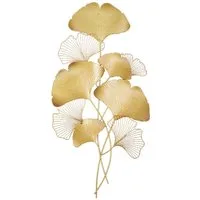 TUWENA Wanddekoobjekt Wanddeko Metall Ginkgo, 3D-Ginkgoblatt-Wandskulptur
