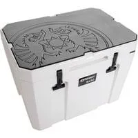 Haft-Auflage für Petromax Kühlbox kx50, Abdeckung grau, mit Drachenlogo