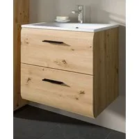 Inn.Furn Waschtisch Cover (Set inkl. Keramik Waschbecken, Eiche Artisan, Breite 60 cm), mit Vollauszug Schubkästen