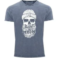 Neverless Print-Shirt Herren Vintage Shirt Moin Totenkopf Anker Skull Printshirt T-Shirt mit Print