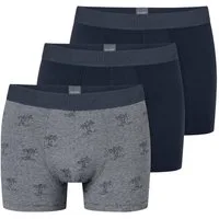 Schiesser Boxershorts Unterwäsche 95/5 Webgummibund dunkelblau/grau Herren - 3 Stück