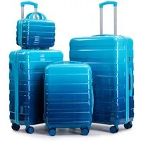 LVHOM Hartschalen-Trolley Handgepäck-Trolley&Koffer 2/4-St.14"/20"/24"/28", leise Rädern für Tour, Geschäftstrip, Familienurlaub, längere Erkundungen, Flughafentransfers