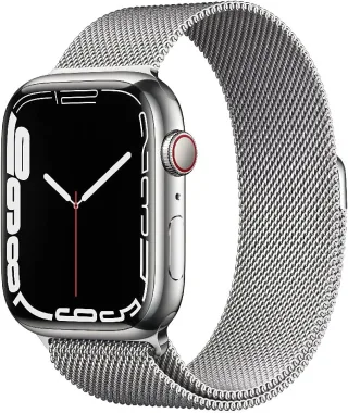 Apple Watch Series 7 [GPS + Cellular inkl. Milanaise-Armband silber] 45mm Edelstahlgehäuse silber