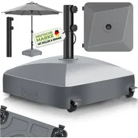 tillvex Sonnenschirm tillvex® Sonnenschirmständer GRAVIA mit Rollen & Bremsen, Schirmständ, & Marktschirm Ø 1,8-3,7m, Ampelschirmständer wetterfest, Schirmständer befüllbar 37 Liter / 56 kg Schirmgewicht Sonnenschirm, Sonnenschirmständer GRAVIA mit R