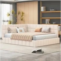 Merax Daybett, Polsterbett mit Schlaffunktion, Tagesbett Schlafsofa, Samt, 160x200cm
