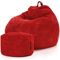 Green Bean Sitzsack XXL Sitzsack Scoop + Hocker aus Cord, Indoor Sitzkissen mit Sitzhocker, Relax Sessel