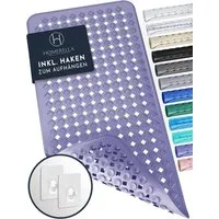 Homerella Badematte rutschfest Hautsensitiv 88x39cm, INKL. AUFHÄNGUNG, Antirutschmatte Badewanne BPA frei, Duschmatte schimmelresistent & maschinenwaschbar
