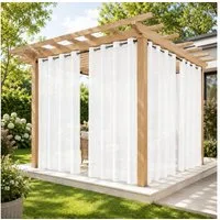 Sunicol Outdoorvorhang Transparent spritzwassergeschützt Außenvorhang mit Ösen Gardinen (2 St), Voile Sichtschutz für Pavillon Terrasse Pergola Balkon Garten