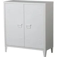 en.casa Aktenschrank »Oripää« mit 2 Türen Stahl 90x80x33 cm Weiß
