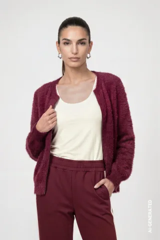monari - Strickjacke mit flauschiger Haptik dark bordeaux - Gr. - 36