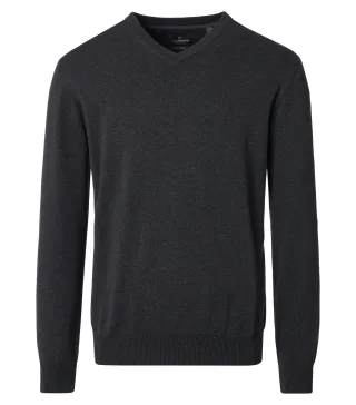 CASAMODA - Pullover mit V-Ausschnitt uni 004430 anthrazit - Gr. - 3XL