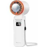 Quntis Handventilator Turbo Ventilator mit Kühleffekt, 120-stufiger Wind, Tragbarer, Mini, 3-in-1 Hand-, Hals- & Tischventilator aufladbar für Reisen & Outdoor